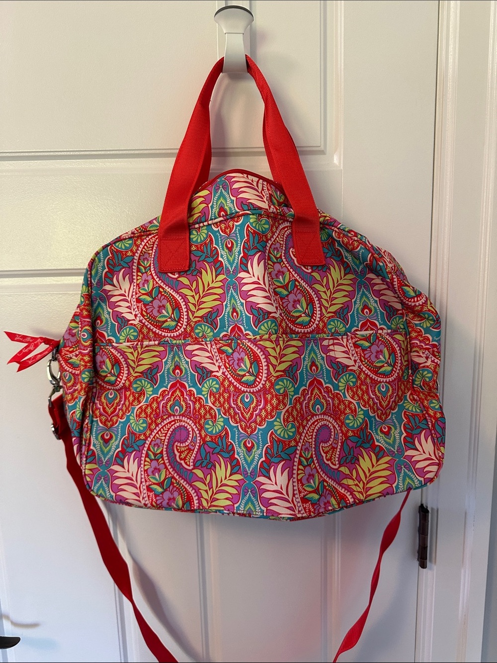 Vera Bradley Paisley Weekender Bag in Red, Pink, Turquoise
